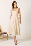 Kaiden Linen Seamed Midi Dress