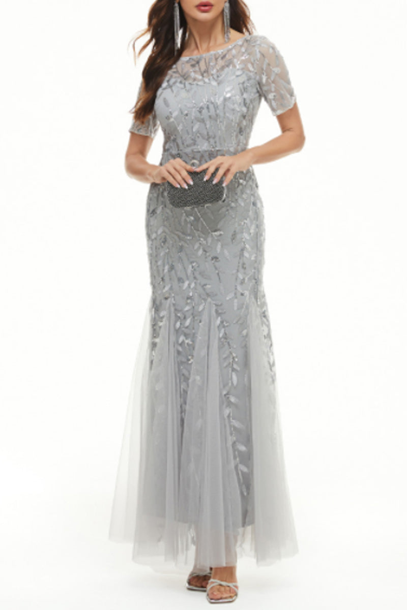 Celebrities Elegant Patchwork Sequins O Neck Evening Dress Dresses(11 Colors)