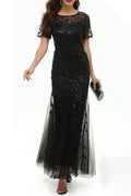 Celebrities Elegant Patchwork Sequins O Neck Evening Dress Dresses(11 Colors)