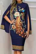 Celebrities Elegant Print Patchwork O Neck Dresses