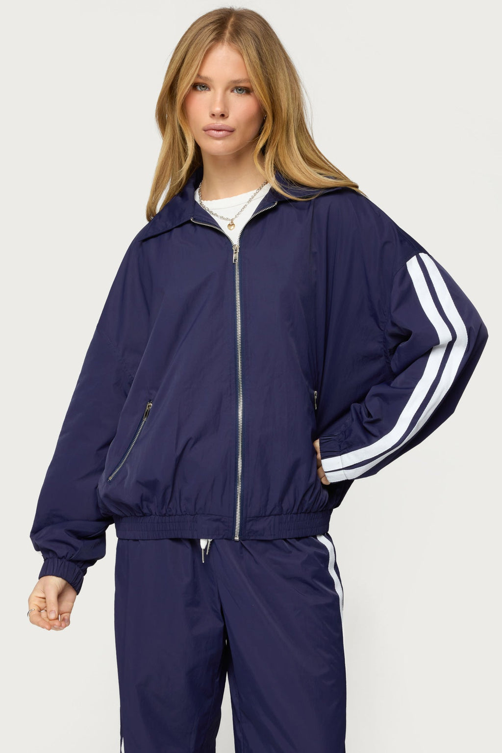 Kieran Stripey Nylon Track Jacket