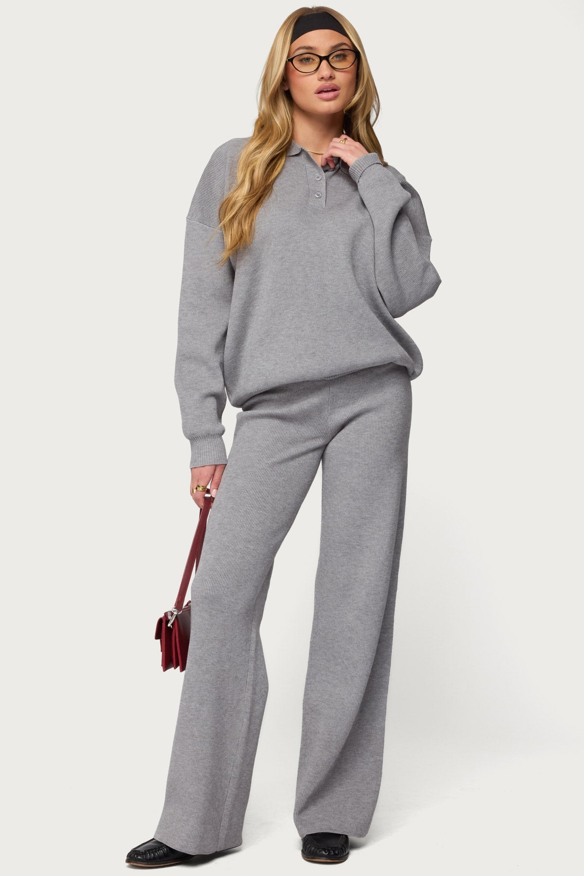Lorie Oversized Knit Polo Sweater