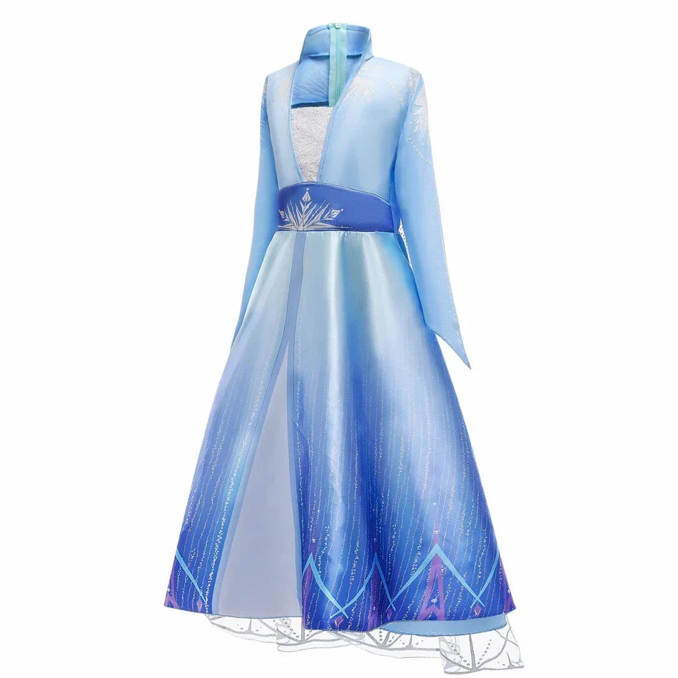 2025 Girls Dress Elsa 2 Kids Princess Cosplay Costume Fancy Children Gowns Vestidos Snow Queen Girl Carnival Costume