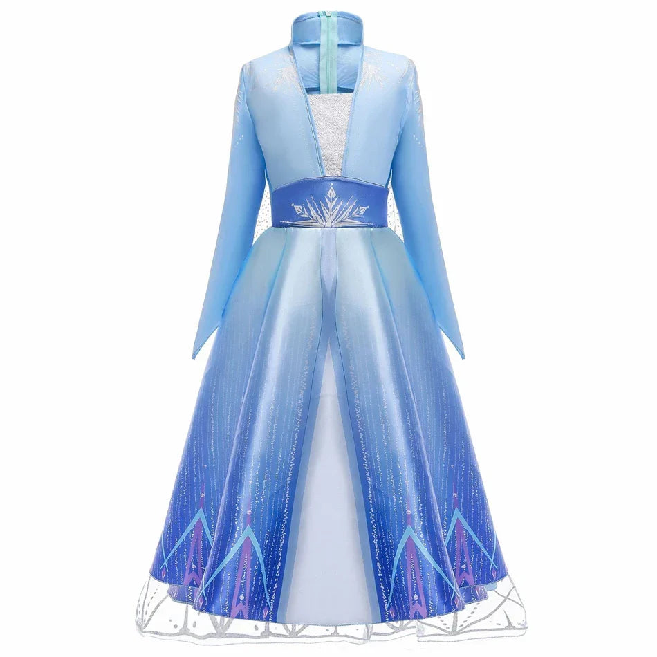 2025 Girls Dress Elsa 2 Kids Princess Cosplay Costume Fancy Children Gowns Vestidos Snow Queen Girl Carnival Costume