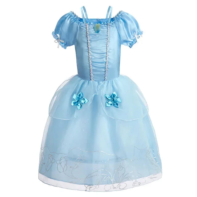 Girls Elsa Anna Dress Children Princess Carnival Dress Kids Jasmine Rapunzel Pageant Flower Disguise Cosplay Christmas Costume