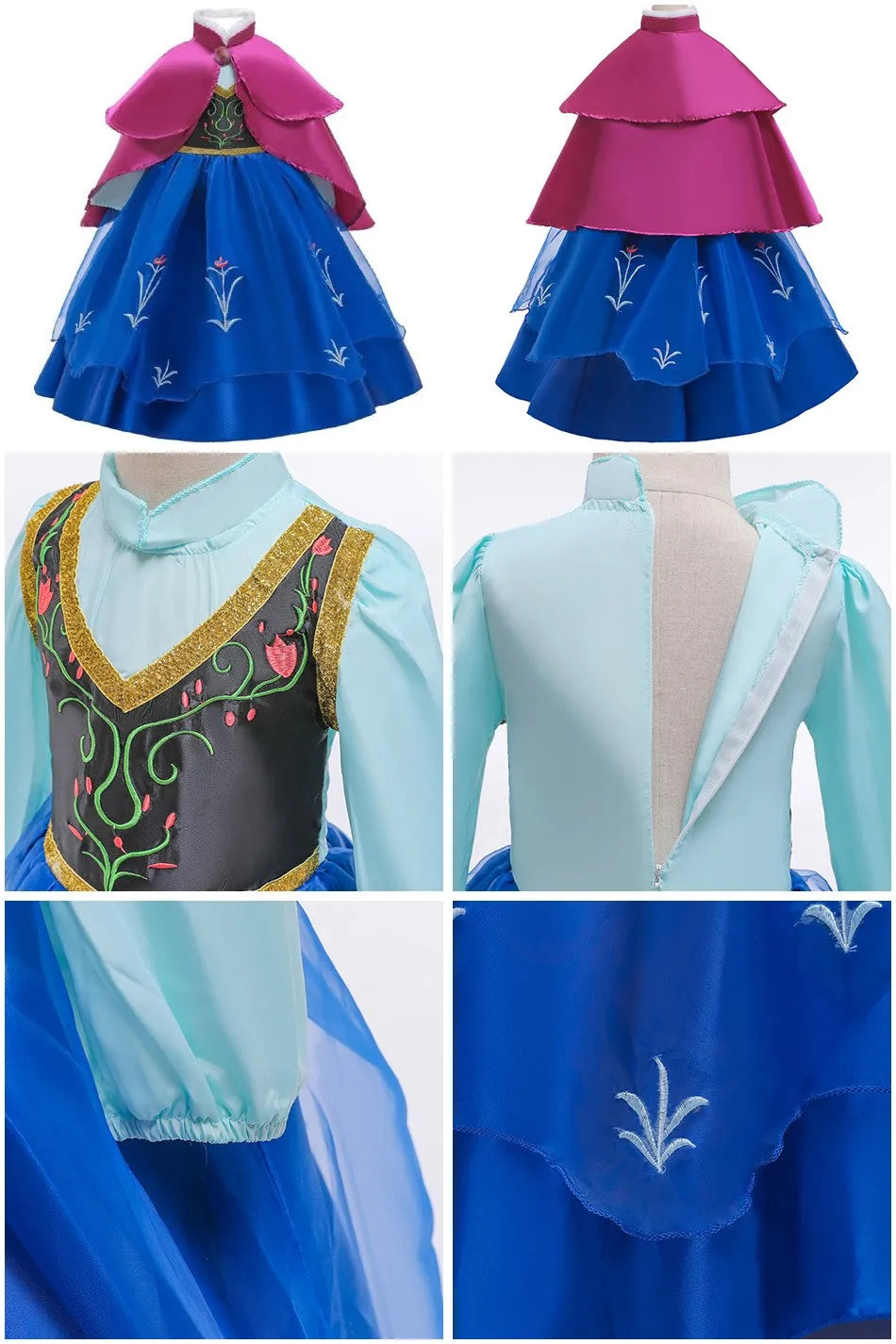 Girl Anna Elsa Dress Kids Halloween Cosplay Costume Children Princess Dresses Carnival Birthday Elegant Party Clothes 3-10 Years