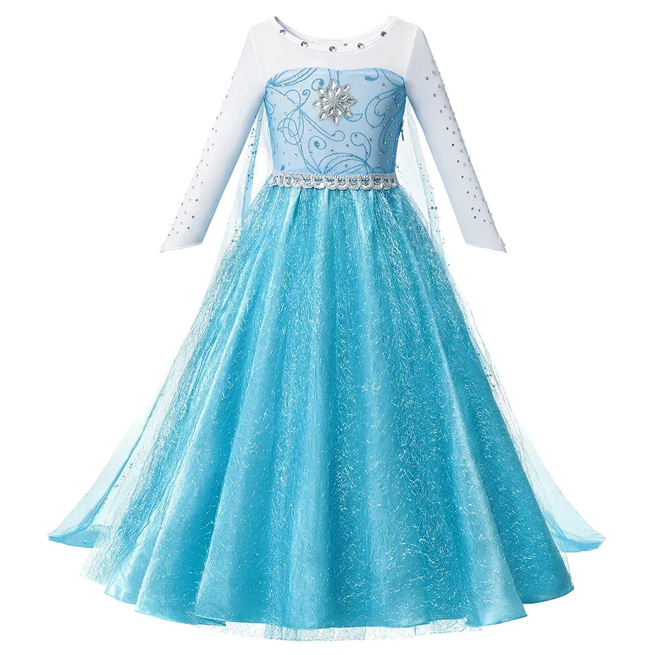 2025 Girls Dress Elsa 2 Kids Princess Cosplay Costume Fancy Children Gowns Vestidos Snow Queen Girl Carnival Costume