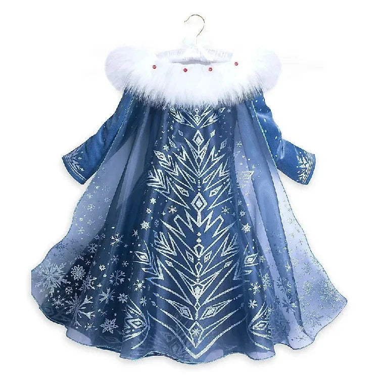 Girls Princess Dress Cosplay Elsa Children Snow Queen Costume Kids Halloween Carnival Birthday Holiday Party Dress