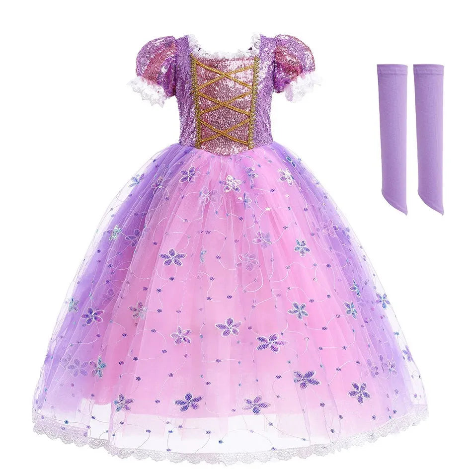 Kid Snow White Cinderella Rapunzel Elsa Belle Costume Girl Halloween Christmas Carnival Dress Children Princess Evening Gown