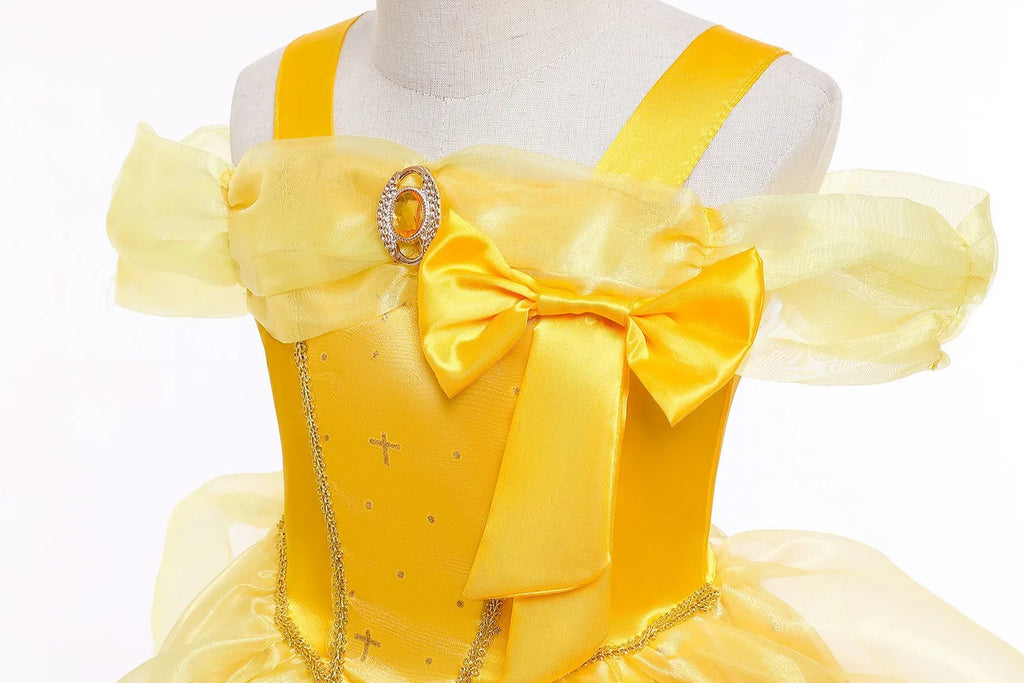 2026 Kid England Style Belle Deluxe Princess Costume Carnival Apparel Birthday Party Carnival Beauty and Beast Cosplay Dress