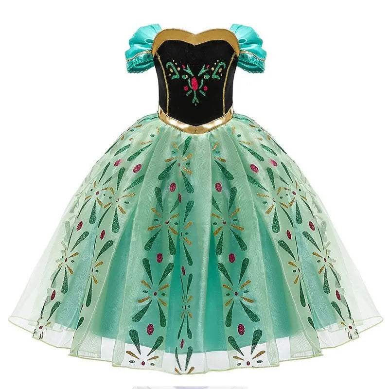 Princess Dress for Girls Elsa Anna Cosplay Costume Kids Jasmine Belle Cinderella Aurora Halloween Christmas Party Elegant Dress