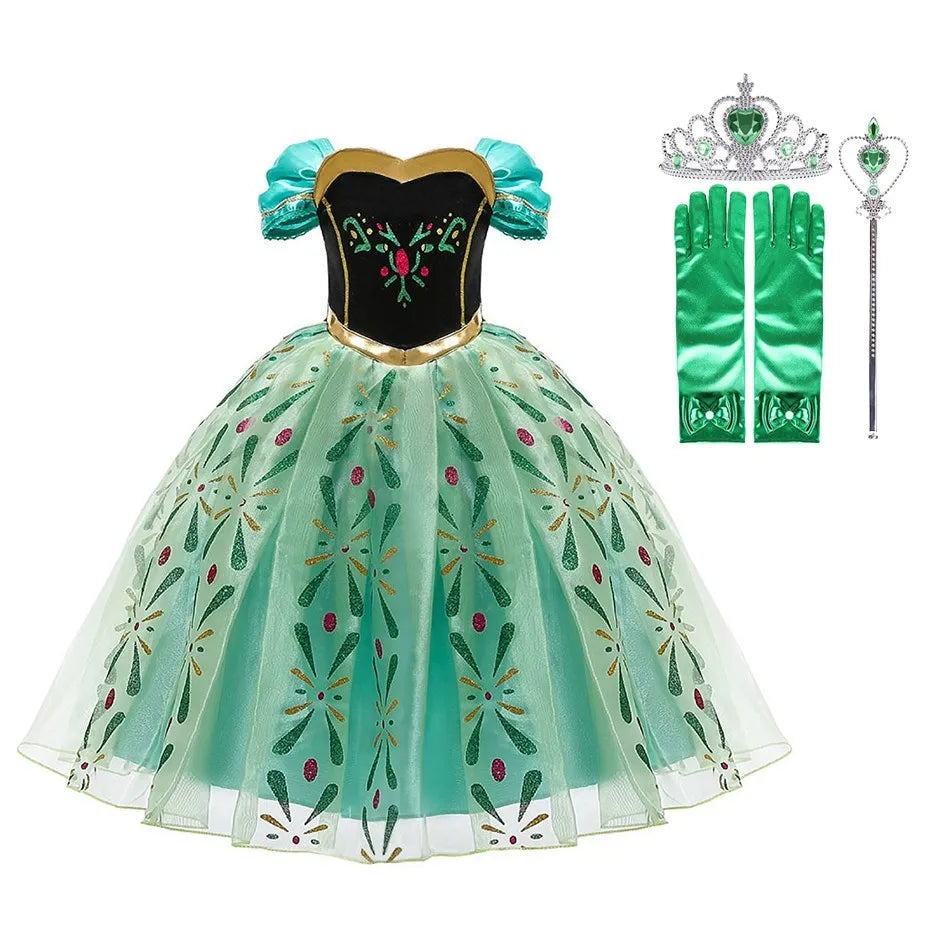 Anna Elsa Costume Children Princess Dress for Girls Kids Cosplay Snow White Christmas Carnival Party Disguise Outfit