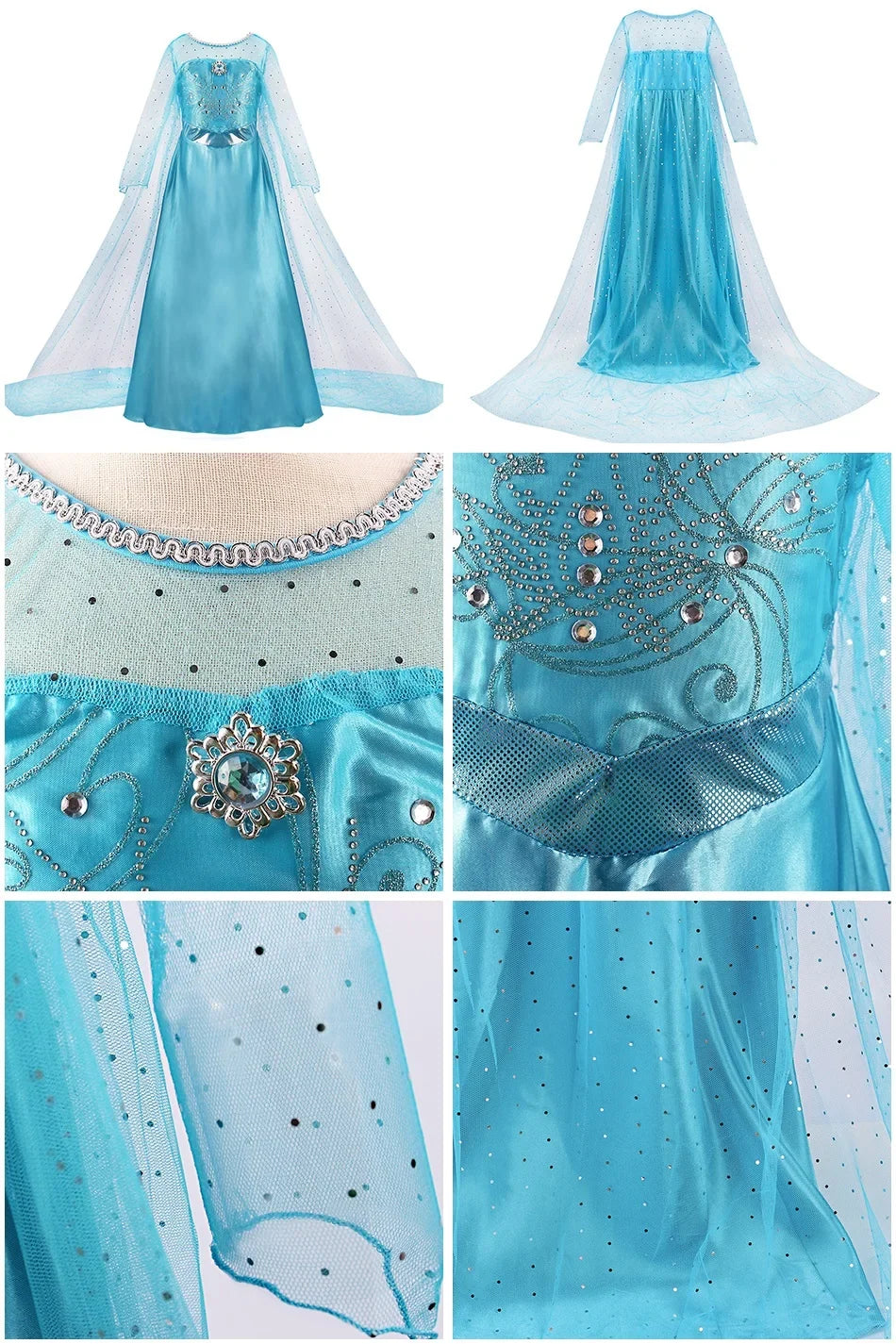 Kids Belle Costume Girl Halloween Princess Cosplay Party Dress Children Rapunzel Cinderella Anna Elsa Encanto Birthday Clothes