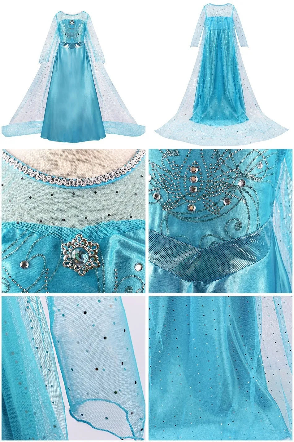 Kid Snow White Cinderella Rapunzel Elsa Belle Costume Girl Halloween Christmas Carnival Dress Children Princess Evening Gown