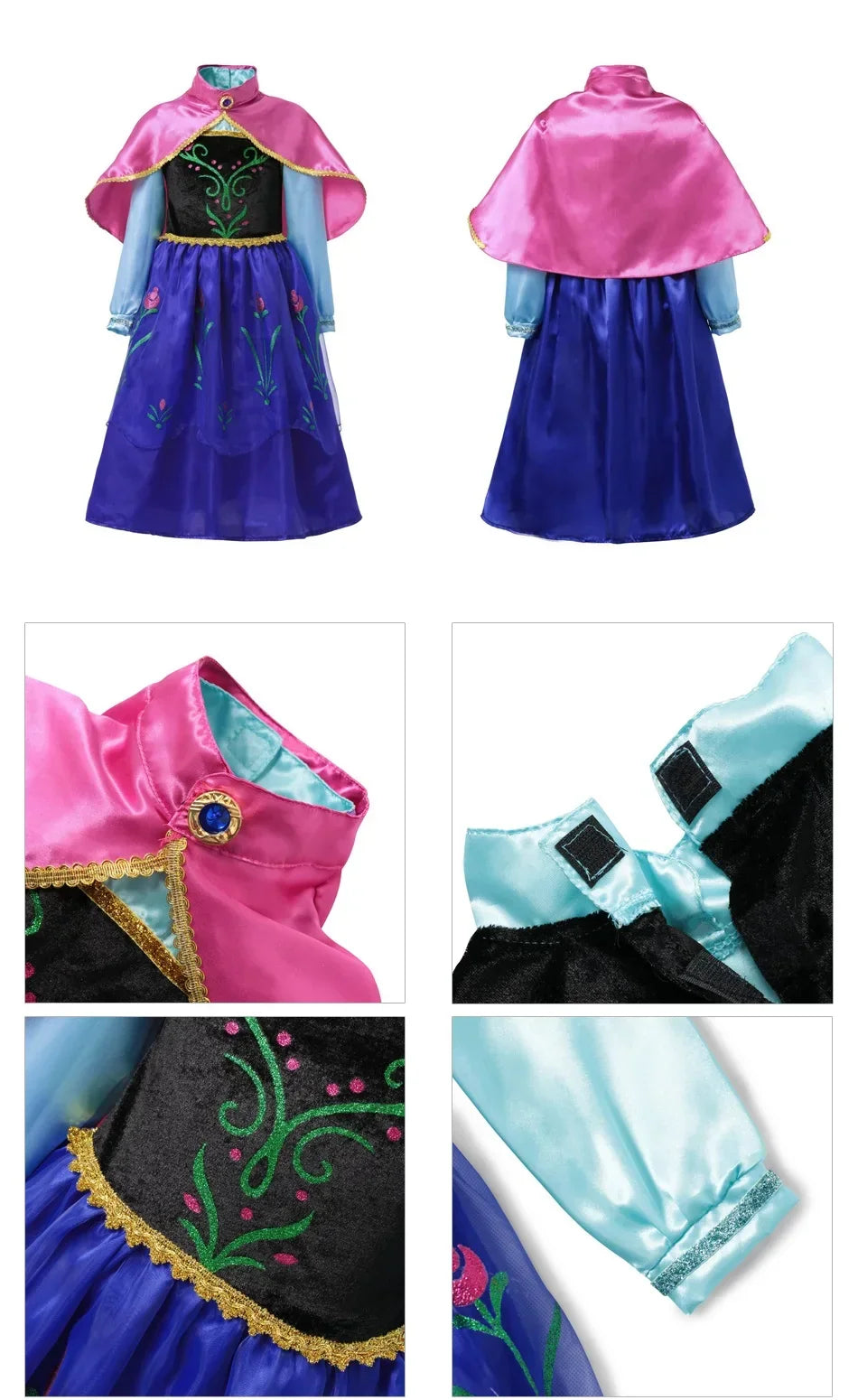 Girls Elsa Anna Dress Children Princess Carnival Dress Kids Jasmine Rapunzel Pageant Flower Disguise Cosplay Christmas Costume