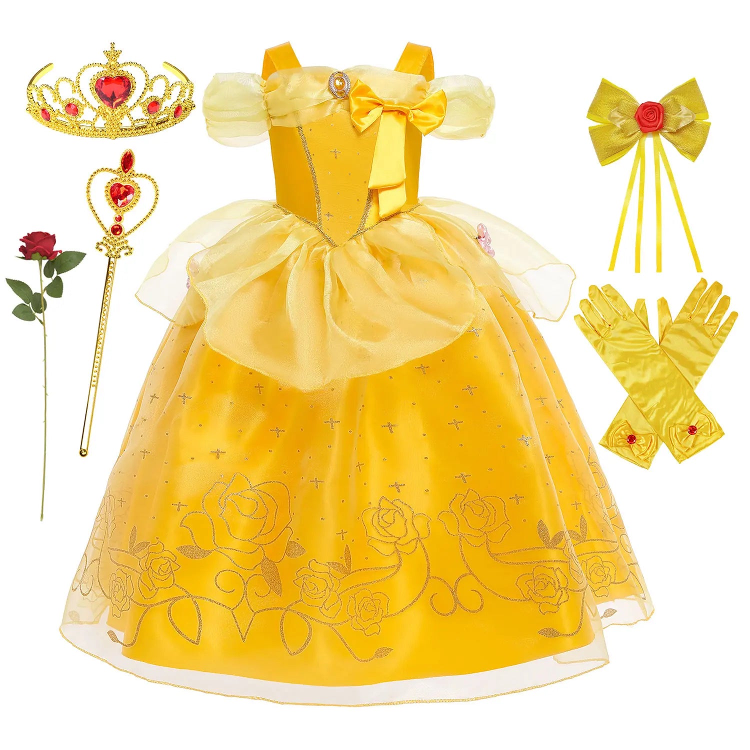 2026 Kid England Style Belle Deluxe Princess Costume Carnival Apparel Birthday Party Carnival Beauty and Beast Cosplay Dress