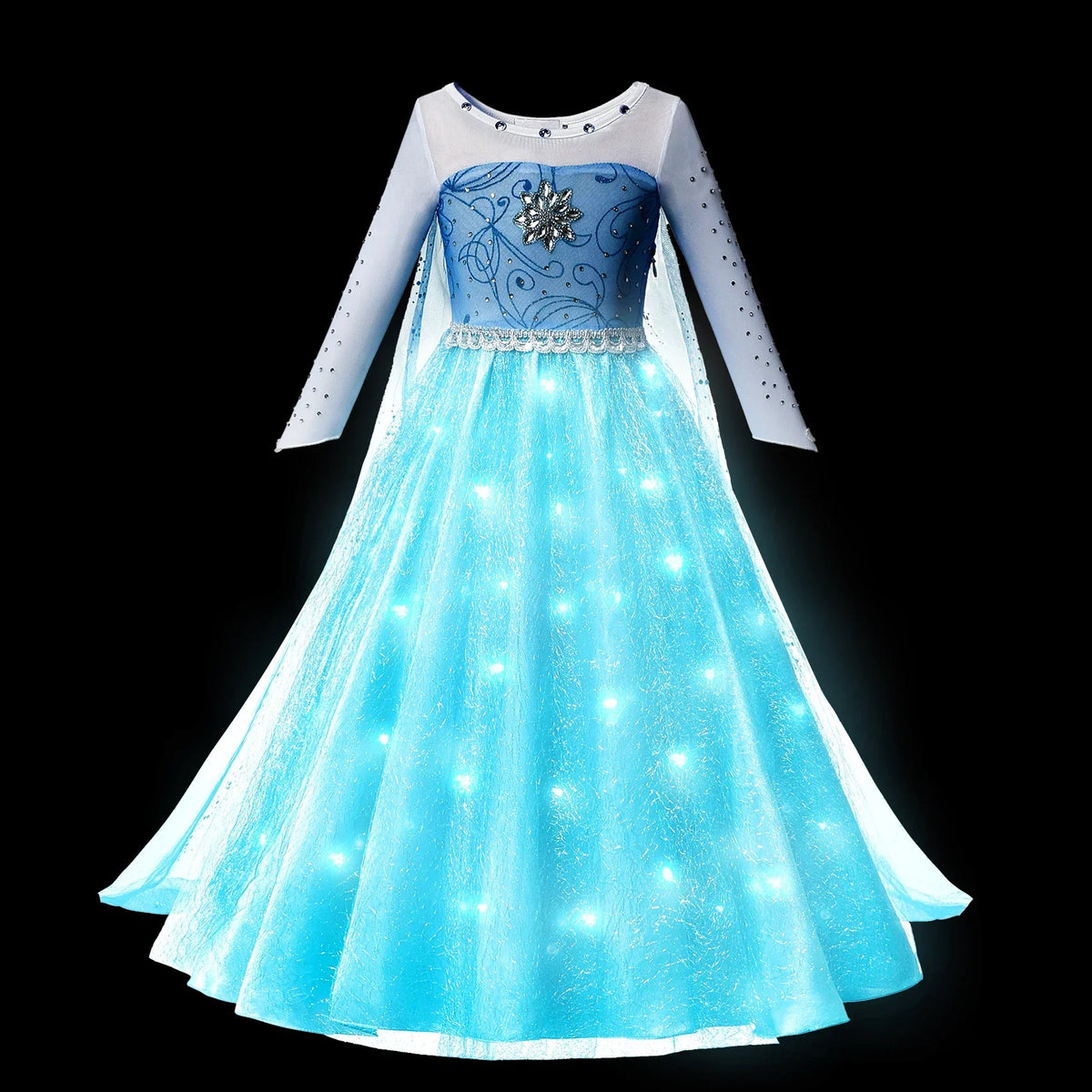 2025 Evening Party Girls LED Lights Elsa Anna Kids Princess Dress Coslplay Halloween Luminous Prom Gowns