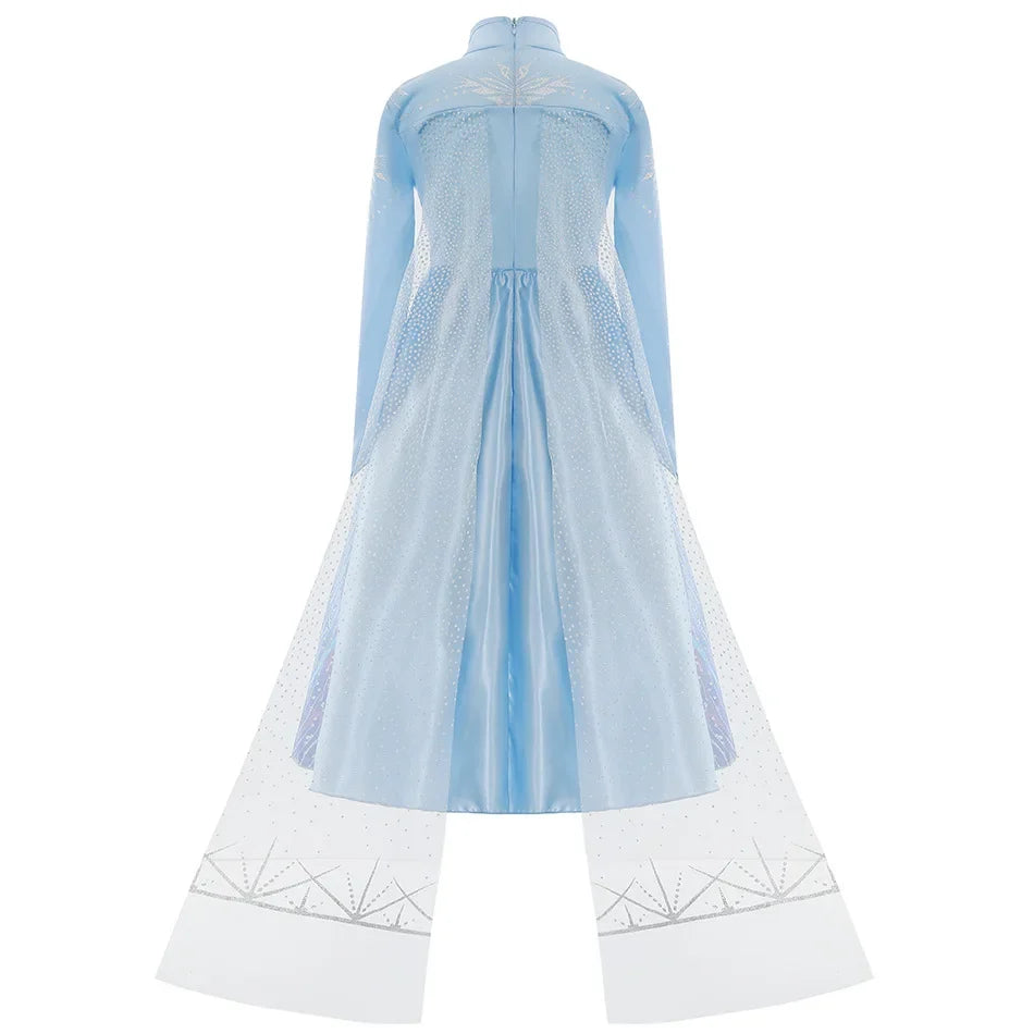 2026 Elsa Kids Princess Costume For Girl Birthday Party Long Sleeve Halloween Cosplay Carnival Clothing Kids Dress For Girls