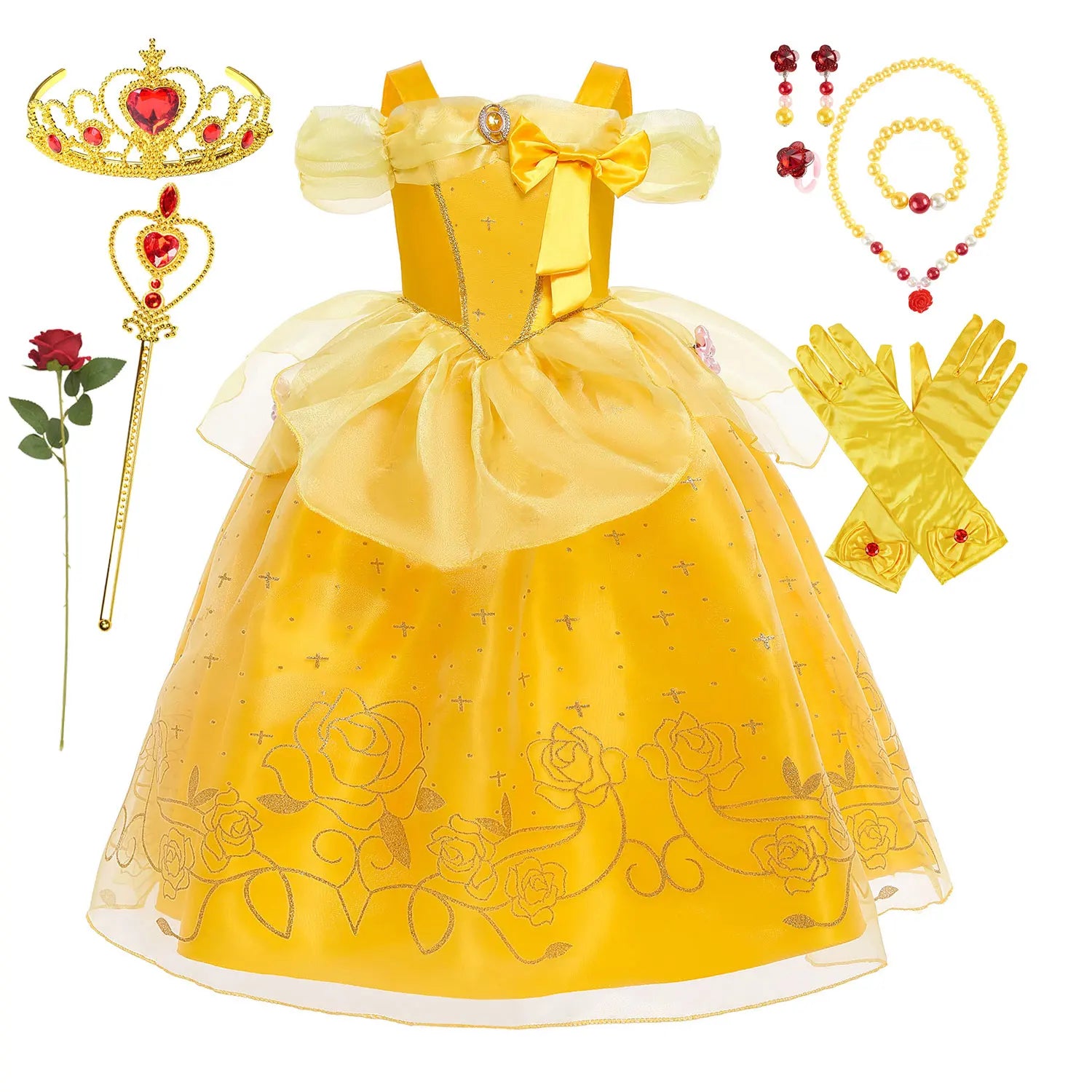 2026 Kid England Style Belle Deluxe Princess Costume Carnival Apparel Birthday Party Carnival Beauty and Beast Cosplay Dress