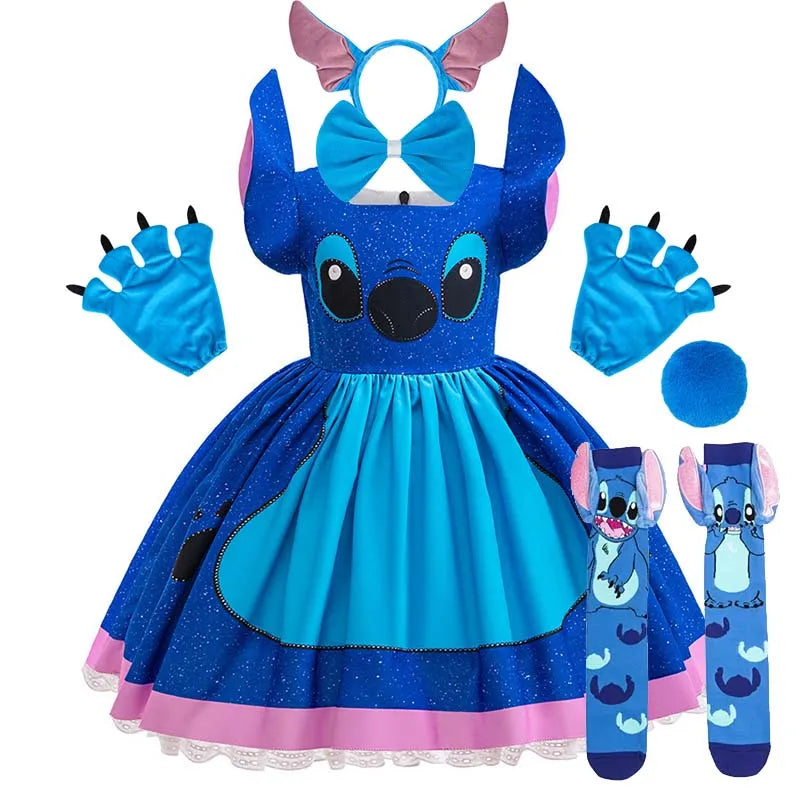 Girls Stitch Cosplay Dress Cute Cartoon Movie Style Costume for Halloween Carnival Stage Performances & Kids' Dress-Up