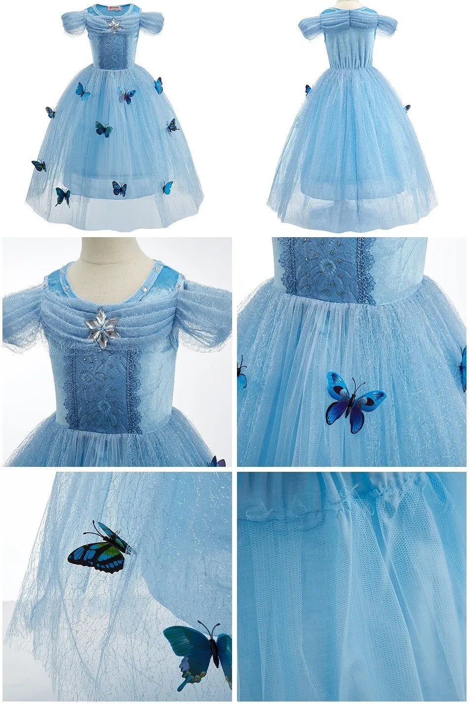 Kid Snow White Cinderella Rapunzel Elsa Belle Costume Girl Halloween Christmas Carnival Dress Children Princess Evening Gown