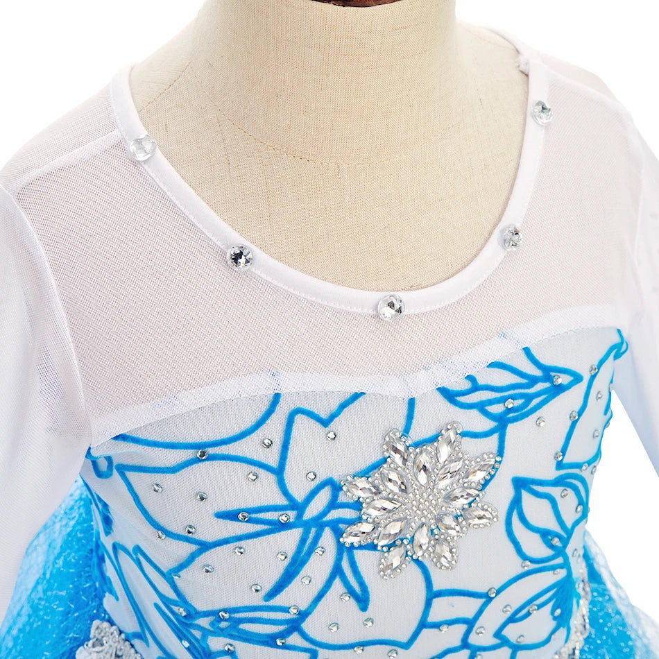 Girl Anna Elsa Dress Kids Halloween Cosplay Costume Children Princess Dresses Carnival Birthday Elegant Party Clothes 3-10 Years