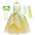 Tiana Fancy Girls Princess Costume Kid Carnival Dress Cosplay Floral LED Light Up Clothing Halloween Girls Christmas Party 2-11T