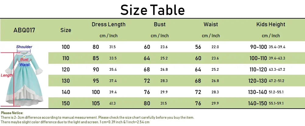 Dress Girls Peach Children Halloween Costume Game Role Play Princess Dress Long Sleeve