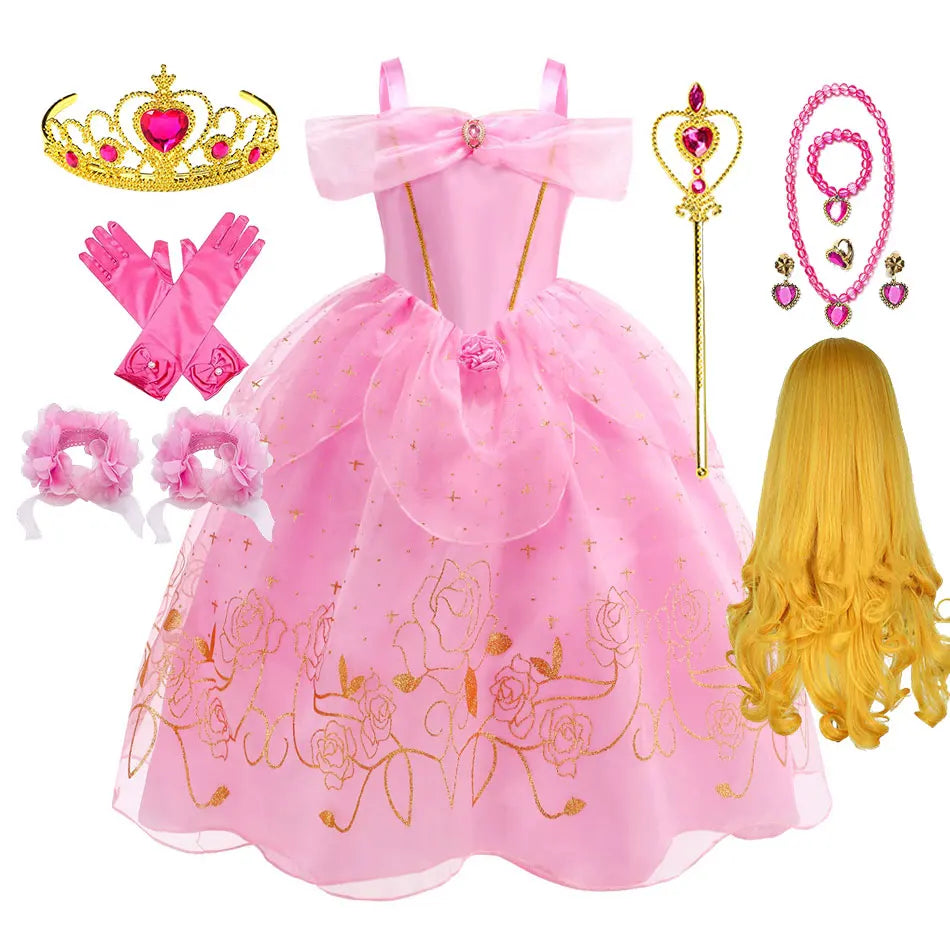 2026 Sleeping Beauty Costume Play Princess Carnival Aurora Birthday Princess Party Dress Halloween Apparel Purim Fairy Vestido