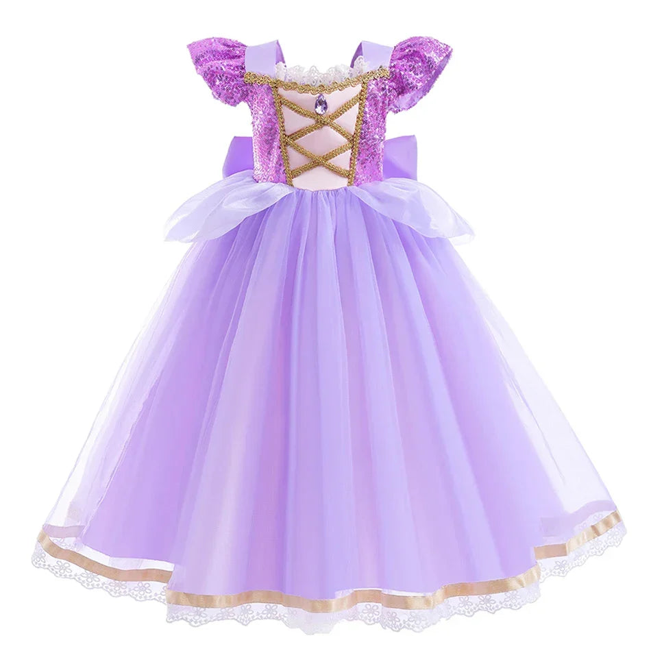 Girls Little Mermaid Aurora Costume Children Ariel Sleeping Beauty Dress Kids Peach Wedding Pink Fantasy Princess Disguise