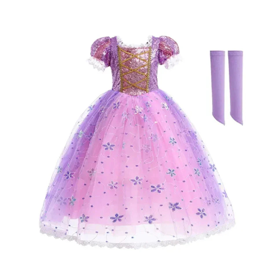 Girls Elsa Anna Dress Children Princess Carnival Dress Kids Jasmine Rapunzel Pageant Flower Disguise Cosplay Christmas Costume