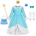 Dress Girls Peach Children Halloween Costume Game Role Play Princess Dress Long Sleeve