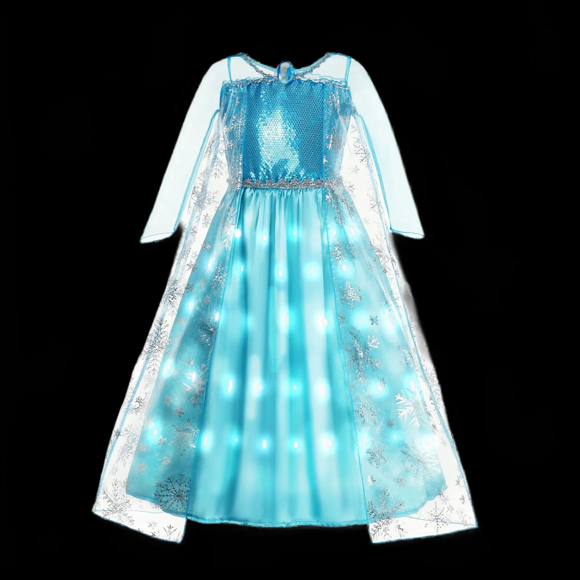 2025 Evening Party Girls LED Lights Elsa Anna Kids Princess Dress Coslplay Halloween Luminous Prom Gowns