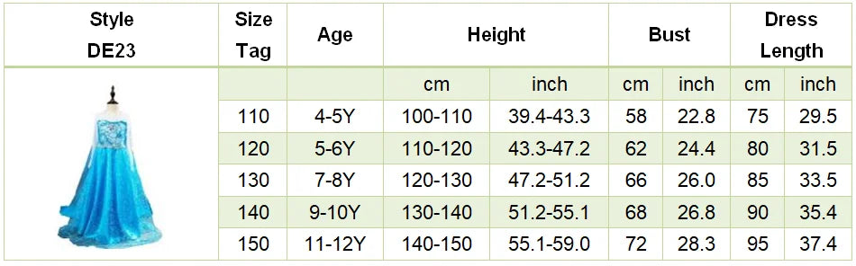 Girl Anna Elsa Dress Kids Halloween Cosplay Costume Children Princess Dresses Carnival Birthday Elegant Party Clothes 3-10 Years