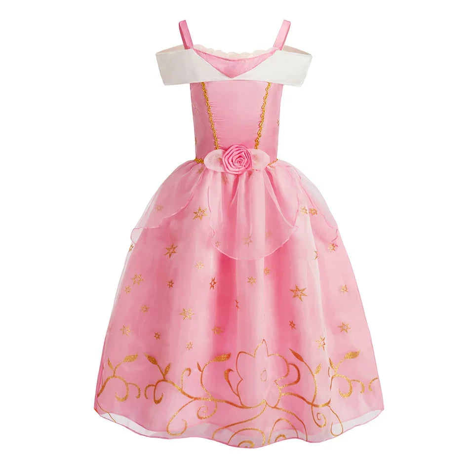 Children Princess Costume Party Fancy Flower Vestido New 2024 Christmas Birthday Carnival Dress Up Rapunzel Belle Disguise Frock