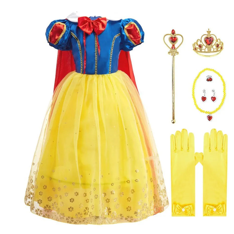 Anna Elsa Costume Children Princess Dress for Girls Kids Cosplay Snow White Christmas Carnival Party Disguise Outfit