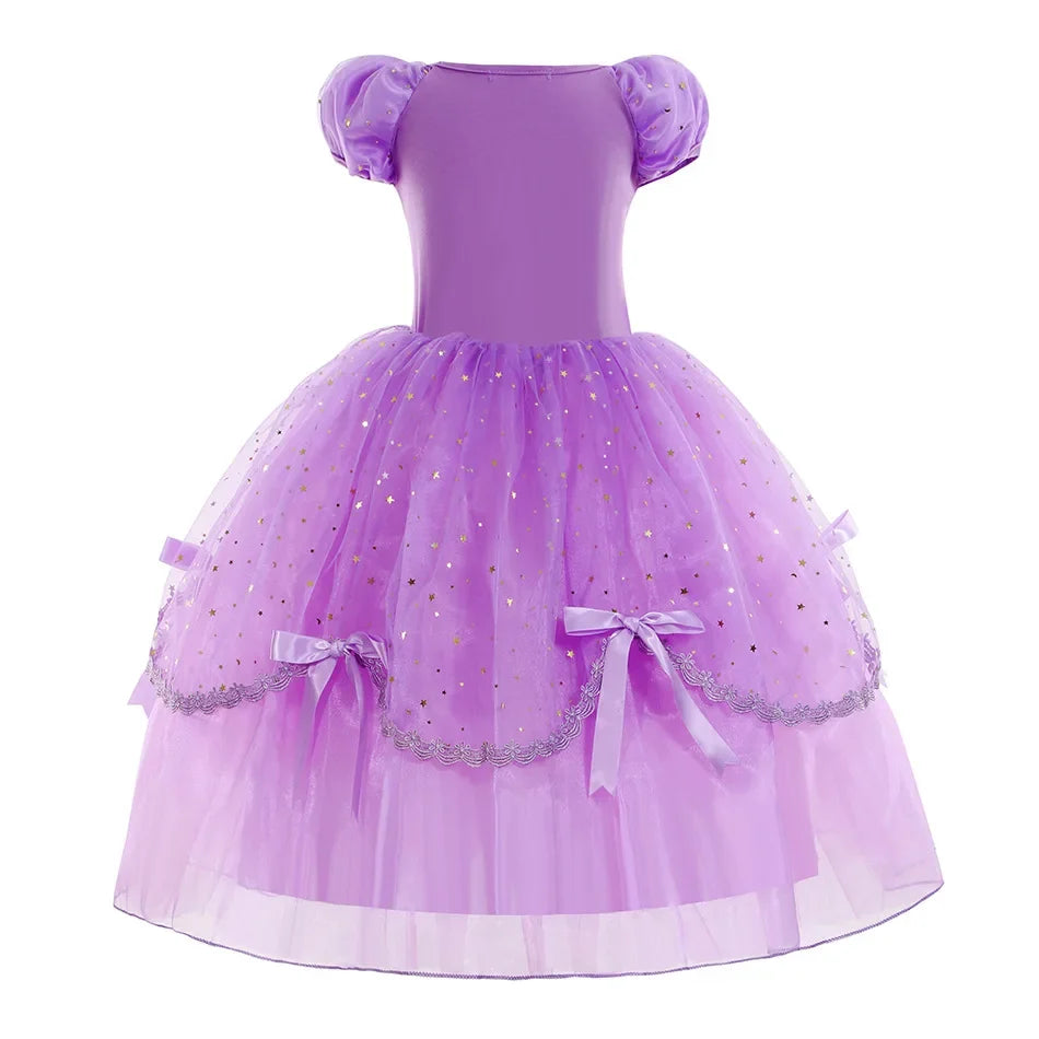 Little Girl Sofia Princess Ball Gown Role Play Delicate Carnival Costume Junior Catoon TV Series Heroine Dress Birthday Party