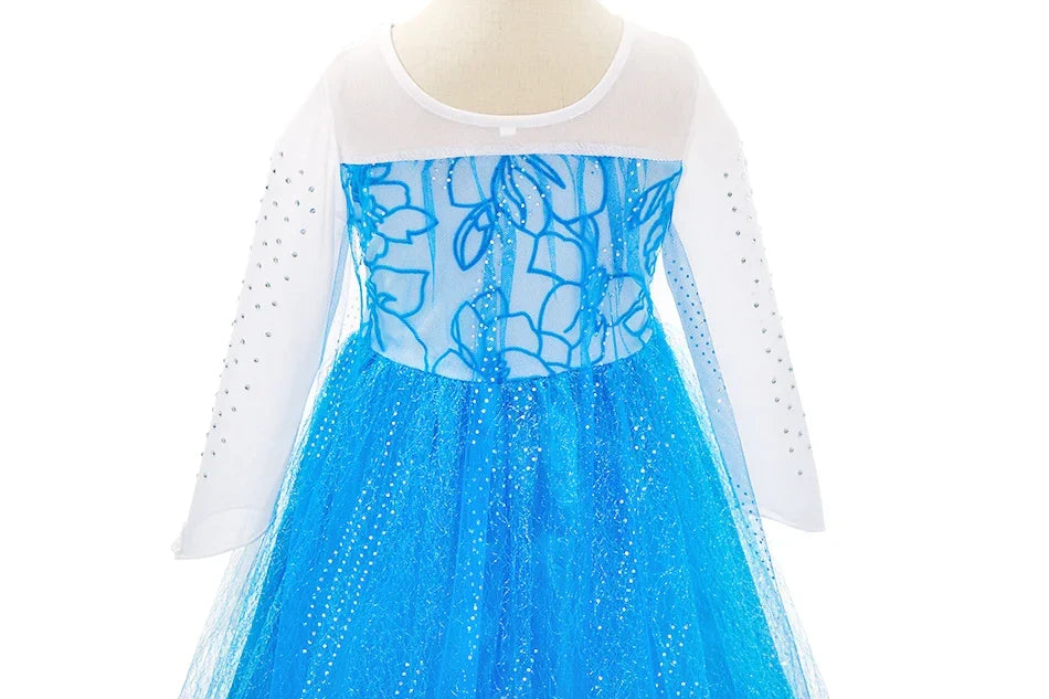 Girl Anna Elsa Dress Kids Halloween Cosplay Costume Children Princess Dresses Carnival Birthday Elegant Party Clothes 3-10 Years