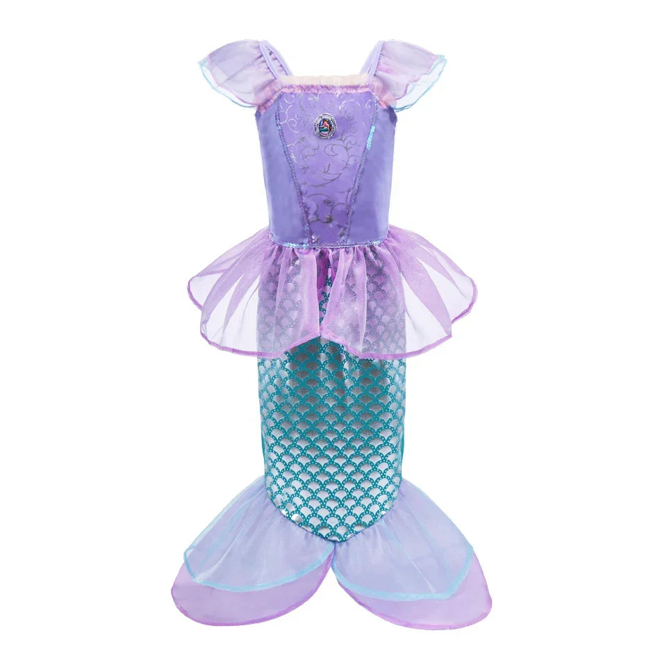 Princess Dress for Girls Elsa Anna Cosplay Costume Kids Jasmine Belle Cinderella Aurora Halloween Christmas Party Elegant Dress