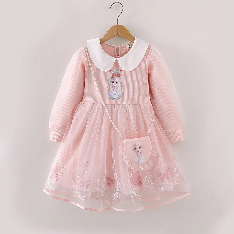 Elsa Princess Dress Baby Girls Dress Kids Dress Party Long-sleeved For Children Frozen Formal Evening Dress 3-8Y