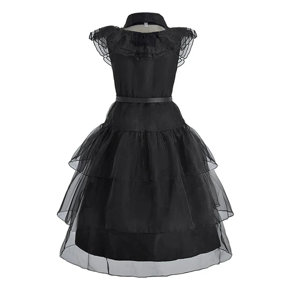Girl Costume Kids Cosplay Black Princess Dress Children Pageant Dinner Dress Girl Halloween Party Dancing Clothing