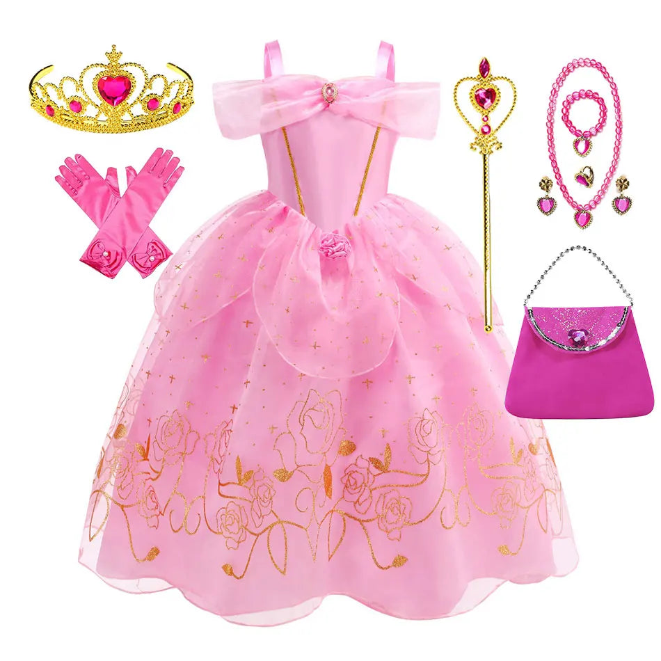 2026 Sleeping Beauty Costume Play Princess Carnival Aurora Birthday Princess Party Dress Halloween Apparel Purim Fairy Vestido