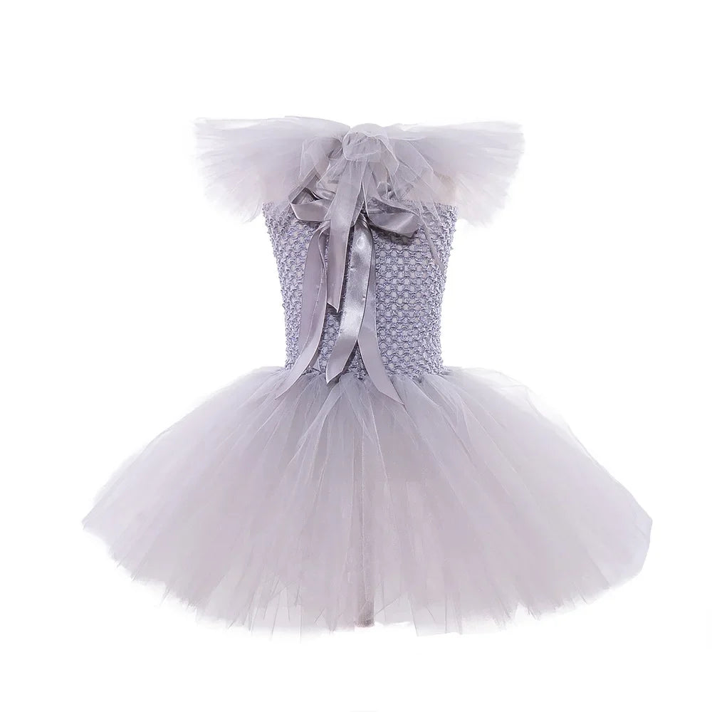 Pennywise Inspired Horrible Creature It Clown Tutu Dress Kids Joker Cosplay Costume with Hair Pin Gloves Girl Halloween Apparel