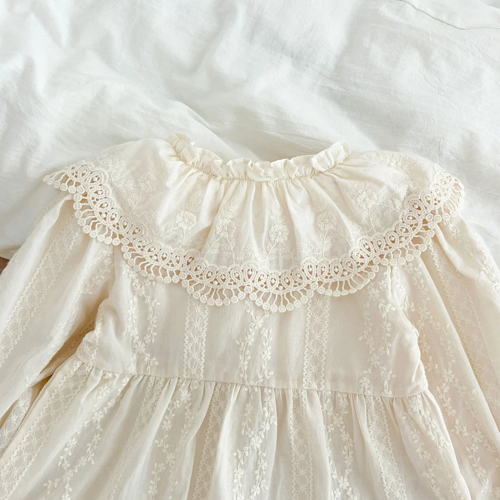 New Baby Girls Dress Girls Sweet Girl Dress Ruffle Trim Party Princess Dress Lace Collar Going Out Casual Dresses Little Clothes
