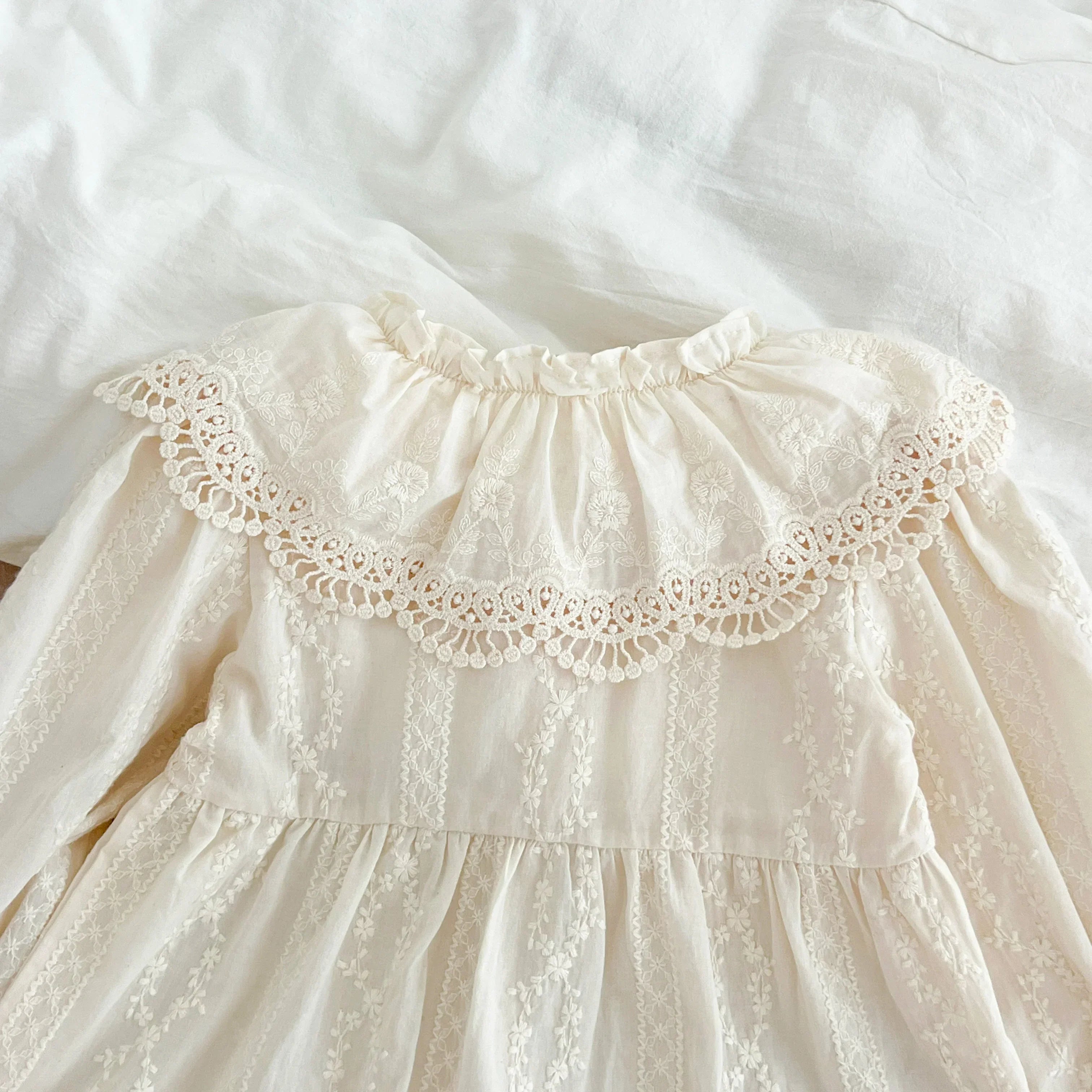 New Baby Girls Dress Girls Sweet Girl Dress Ruffle Trim Party Princess Dress Lace Collar Going Out Casual Dresses Little Clothes