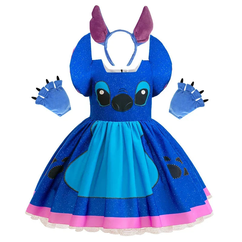 Baby Movie Stitch Role Playing Costume Sets Cartoon Cute Princess Dress Stage Performance Purim Carnival Kids Dress