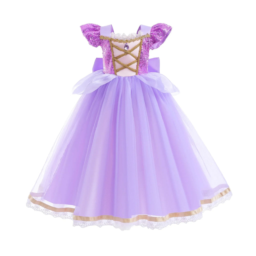 Summer Rapunzal Girl Princess Dress Cosplay Tangled Halloween Birthday Party Vestido Kids Birthday Costume