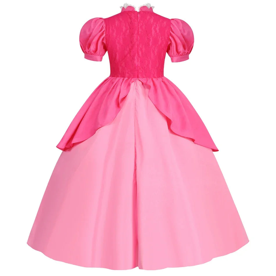 Peach Dresses For Girls Princess Costume Clothes Party Cosplay Halloween Carnival Birthday Dress Kids Vestidos
