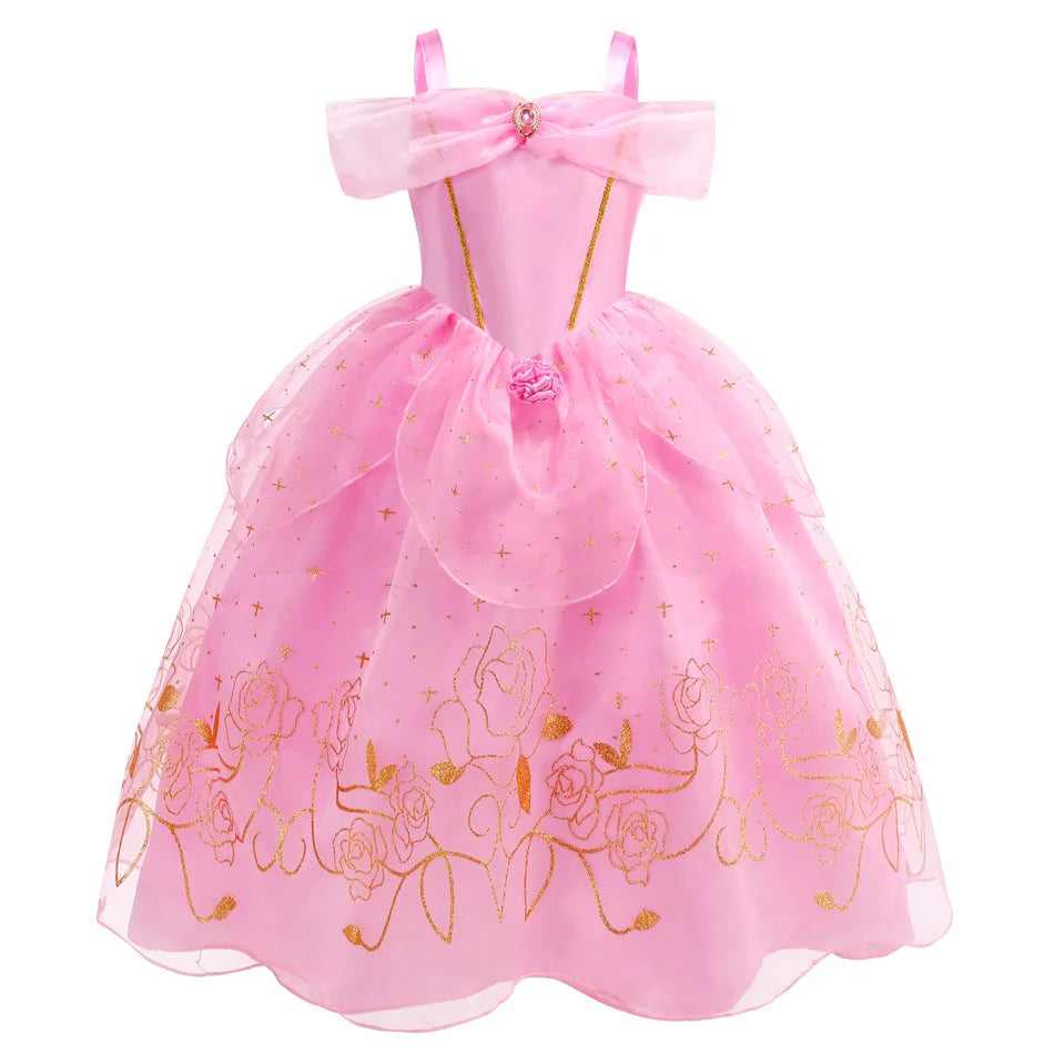 2026 Kid England Style Belle Deluxe Princess Costume Carnival Apparel Birthday Party Carnival Beauty and Beast Cosplay Dress