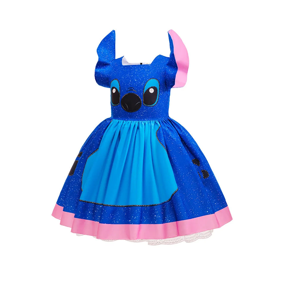 Girls Stitch Cosplay Dress Cute Cartoon Movie Style Costume for Halloween Carnival Stage Performances & Kids' Dress-Up